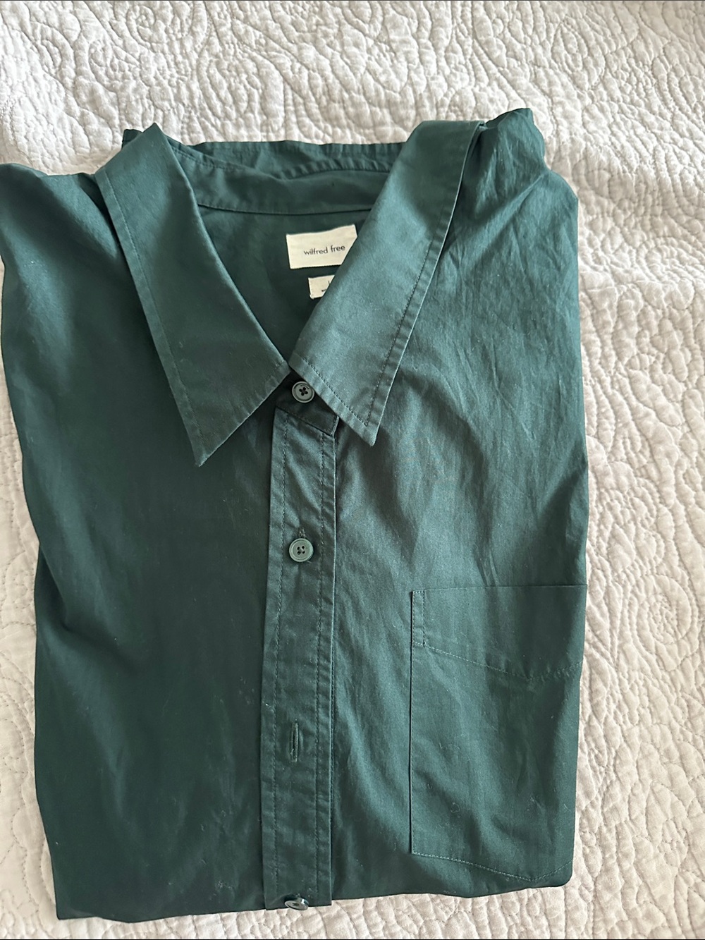 Wilfred free oversized button down shirt dark green